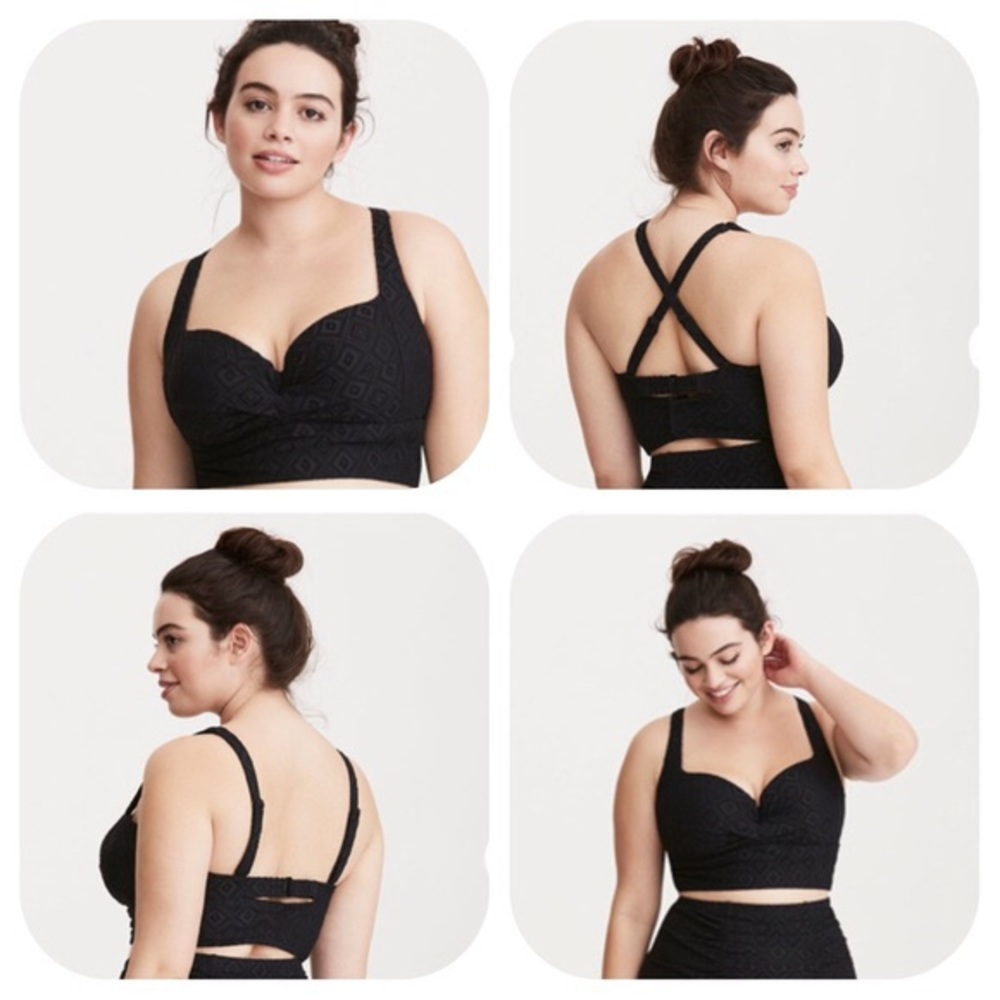 Torrid Black Crochet Push-Up Bikini Top